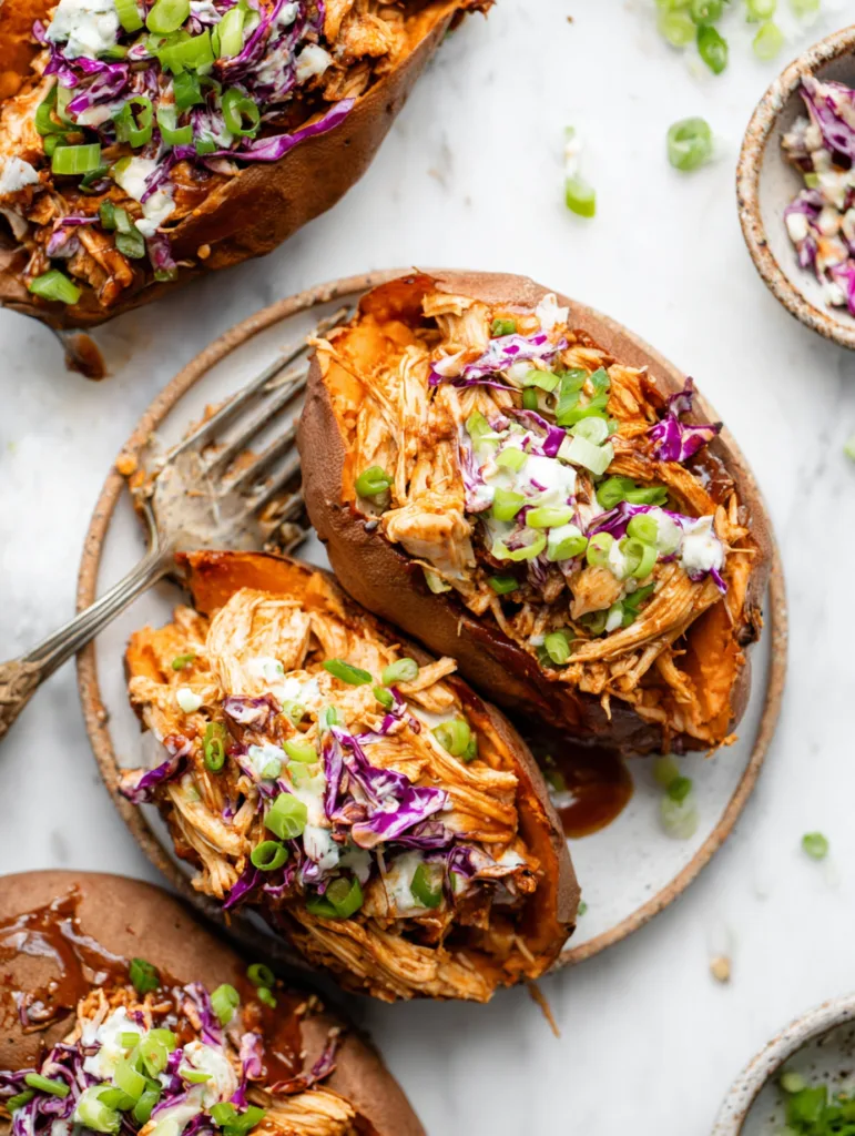 BBQ Chicken Stuffed Sweet Potatoes