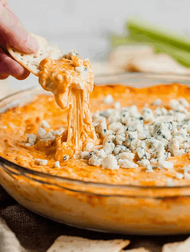 Buffalo Chicken Dip with Blue Cheese Crumbles