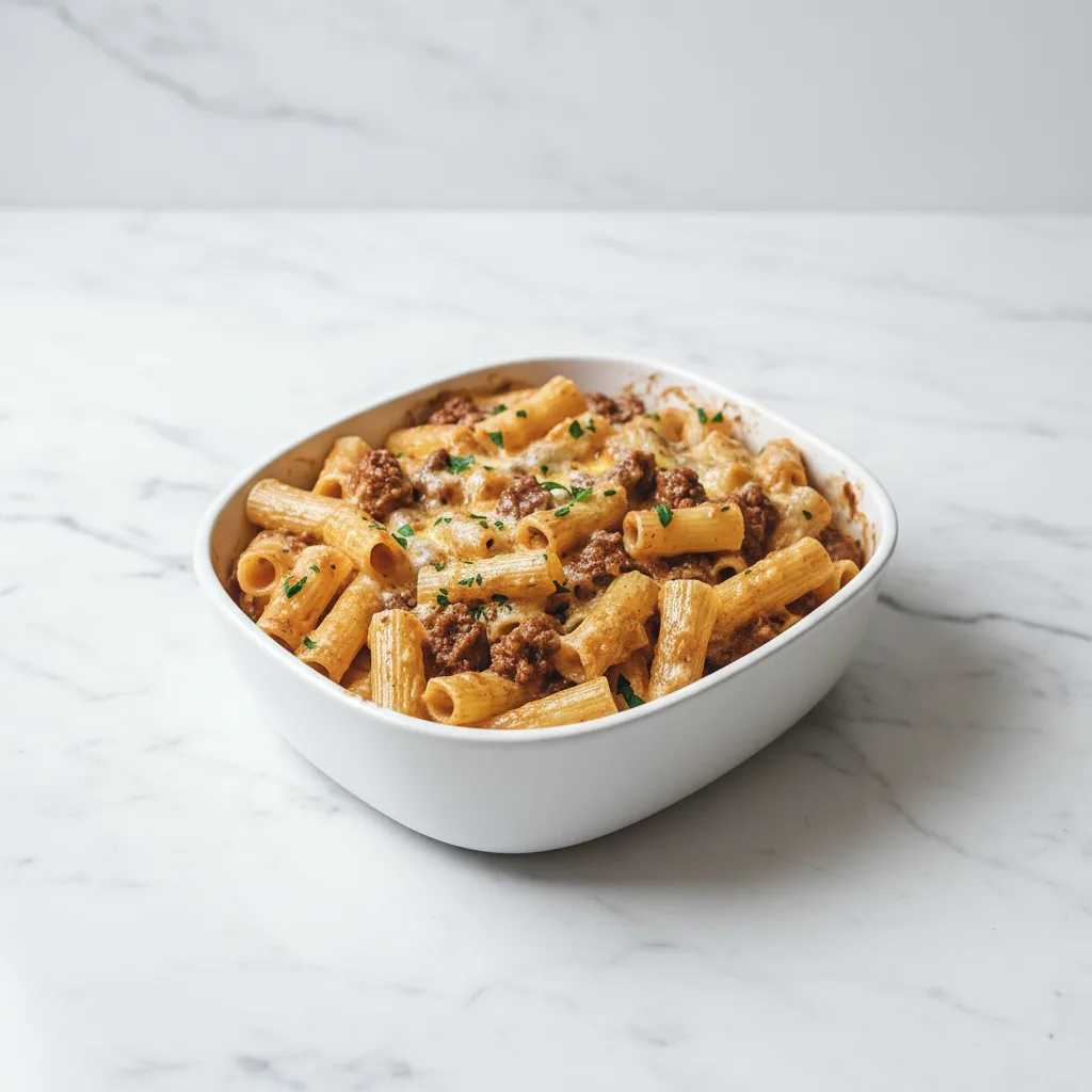 Creamy Parmesan Beef Rigatoni