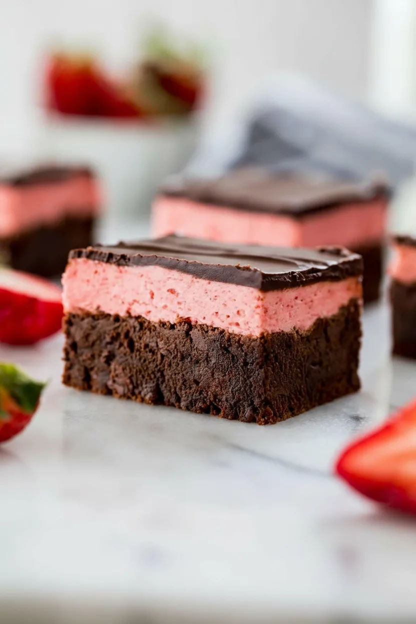 Chocolate Covered Strawberry Brownies