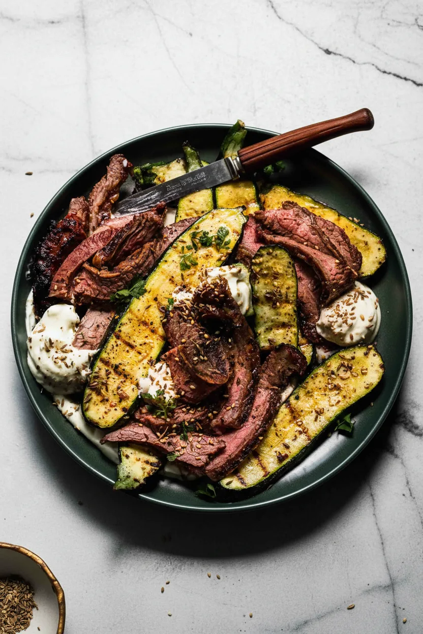 Cozy Grilled Steak Bowl with Zucchini