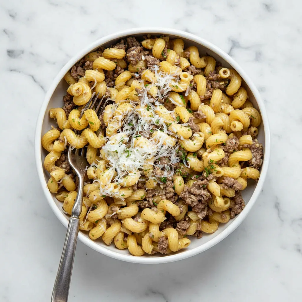 One-Pot Creamy Beef and Garlic Butter Pasta