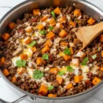 Southwest Ground Beef and Sweet Potato Skillet
