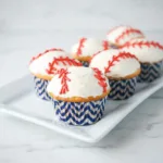 Baseball Cupcakes with Vanilla Frosting