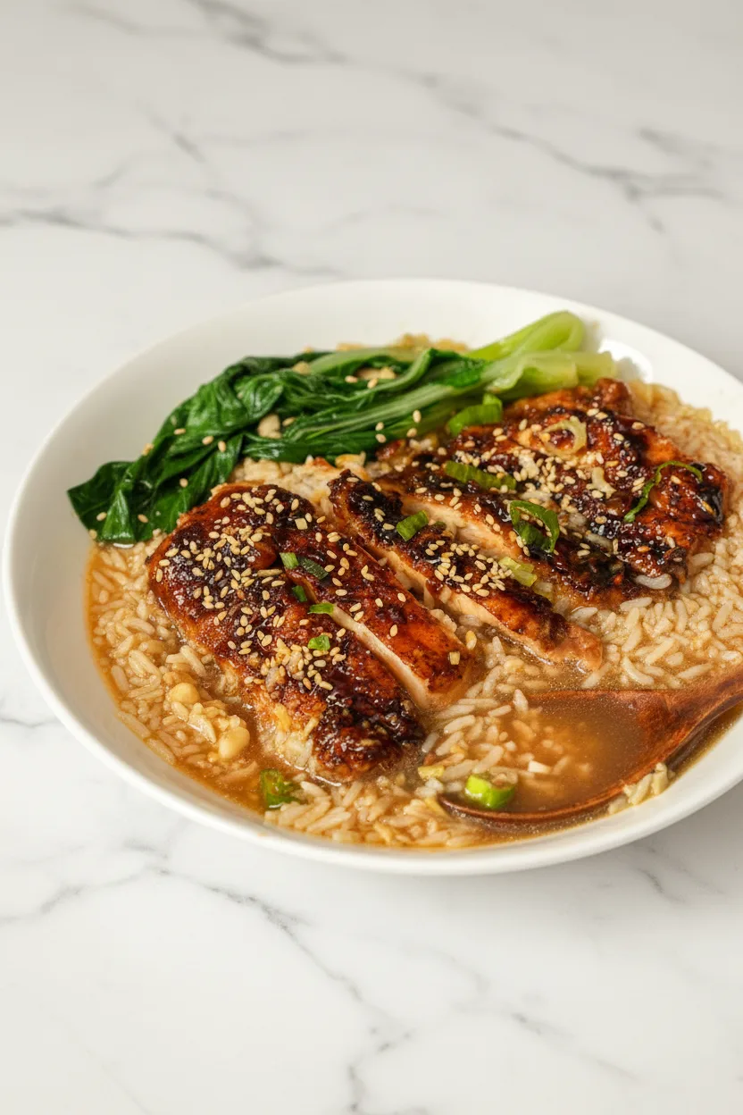 Caramelized Soy Chicken in Garlic Ginger Broth