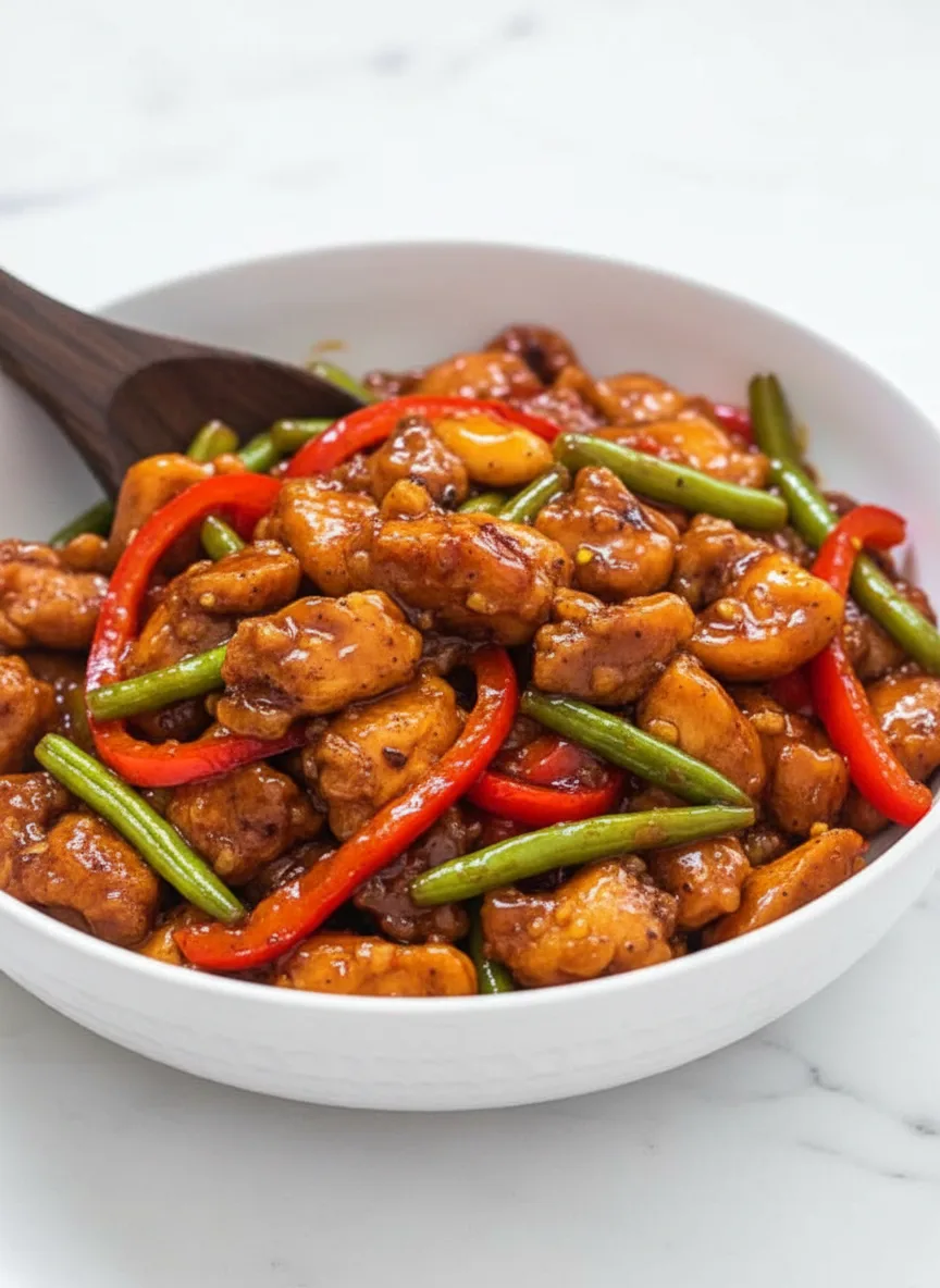 Garlicky Sweet Thai Chili Chicken & Green Beans Stir Fry