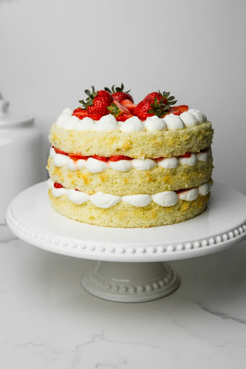Strawberry Shortcake Layer Cake (Sponge Cake)